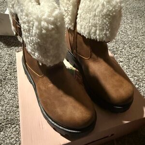 Brown and Cream Winter Boots